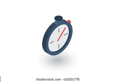 stopwatch isometric flat icon. 3d vector colorful illustration. Pictogram isolated on white background