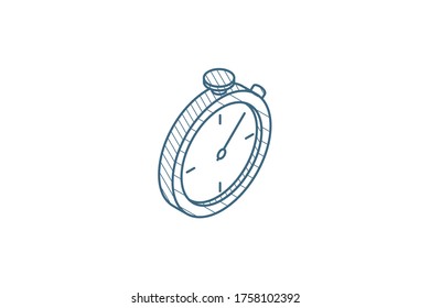 stopwatch isometric icon. 3d vector illustration. Isolated line art technical drawing. Editable stroke