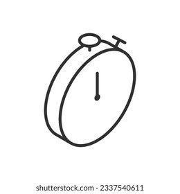 Estilo isométrico de Stopwatch, icono lineal. Línea con trazo editable