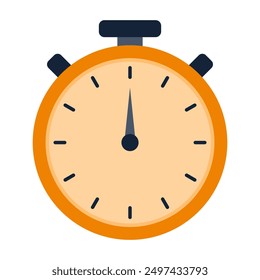 Stopwatch. Keep track of time, measure, timer, timepiece, timekeeper, chronometer, speed, sport competitions, alarm, clock, set a record, second, minute, hour, hand. Vector illustration