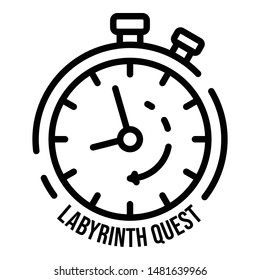 Stopwatch labyrinth quest icon. Outline stopwatch labyrinth quest vector icon for web design isolated on white background