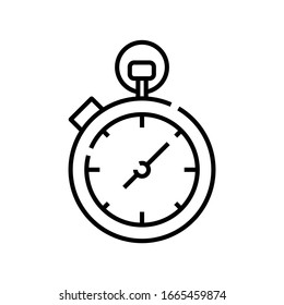 Icono de línea Stopwatch, signo de concepto, ilustración de vector de contorno, símbolo lineal.