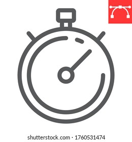 Stopwatch line icon, fitness and sport, timer sign vector graphics, editable stroke linear icon, eps 10