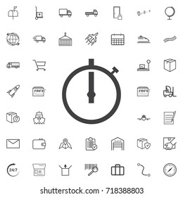 Stopwatch line icon logistics transportation parcel shipping delivery icons set Flat isolated on the white background. Vector illustration.Trendy style for graphic design logo