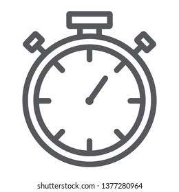 Stopwatch line icon, measure and countdown, timer sign, vector graphics, a linear pattern on a white background, eps 10.