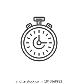 Stopwatch line icon, outline vector sign, linear style pictogram isolated on white. Vector black icon.