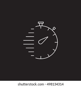 stopwatch line icon, outline vector sign, linear pictogram isolated on black. logo illustration