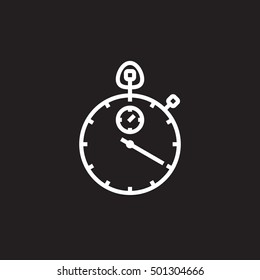 stopwatch line icon, outline vector sign, linear pictogram isolated on black. logo illustration