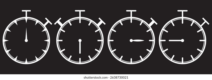 Stopwatch line icon set. quick start chronometer vector icon. timer counter White icon. countdown pictogram. fast rapid delivery sign for UI designs on Transparent Background. EPS 10.
