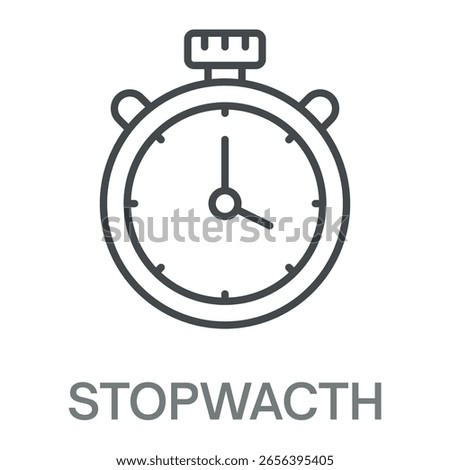 Stopwatch Line Icon, Simple Style Design Outline Symbol Illustration For Logos And More
