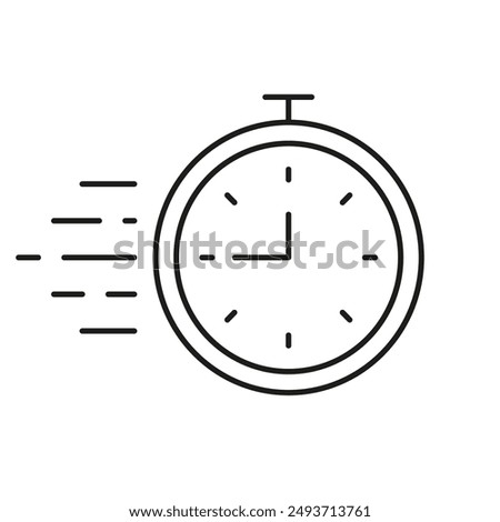 Stopwatch Line Icon, Time Management And Efficiency In Tasks And Activities. Outline Icon for Sports, Fitness, And Productivity Applications. Isolated Vector Illustration.