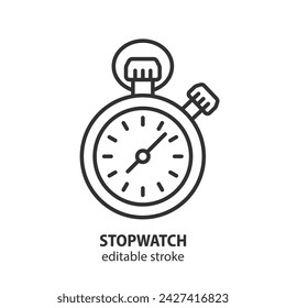 Stopwatch line icon. Timer vector symbol. Editable stroke.