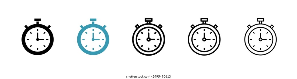 Stopwatch line icon vector set.