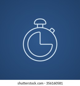 Stopwatch line icon for web, mobile and infographics. Vector light blue icon isolated on blue background.