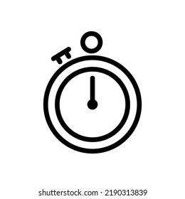 Stopwatch line symbol, vector editable stroke icon for user interface.