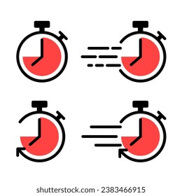 Stopwatch logo, Fast time logo, Delivery logo. Speed, quick, express, and deadline. Vector illustration.