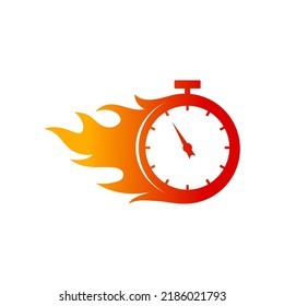 stopwatch logo and fire abstract silhouette vector