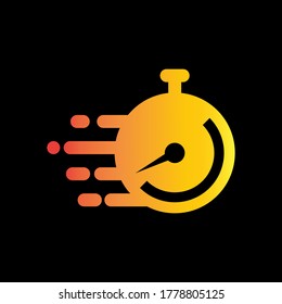 stopwatch logo for quick time icon and fast deadline vector symbol template