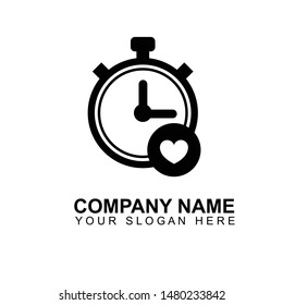 stopwatch love icon logo design vector