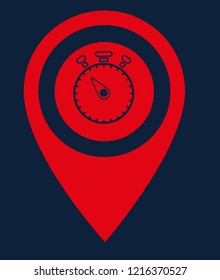 stopwatch and map pin. stopwatch icon