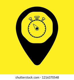 stopwatch and map pin. stopwatch icon