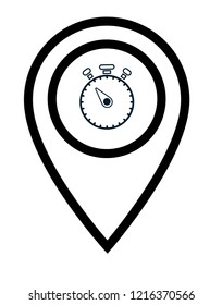 stopwatch and map pin. stopwatch icon