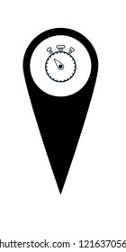 stopwatch and map pin. stopwatch icon