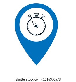 stopwatch and map pin. stopwatch icon