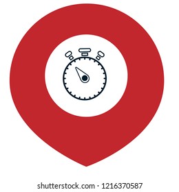 stopwatch and map pin. stopwatch icon