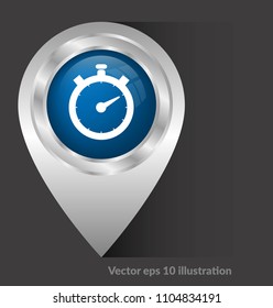 stopwatch and map pointer logo combination. Time icon and gps locator symbol 