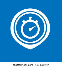 stopwatch and map pointer logo combination. Time icon and gps locator symbol 