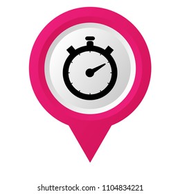 stopwatch and map pointer logo combination. Time icon and gps locator symbol 