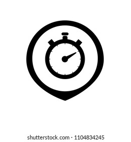 stopwatch and map pointer logo combination. Time icon and gps locator symbol 