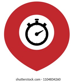 stopwatch and map pointer logo combination. Time icon and gps locator symbol 