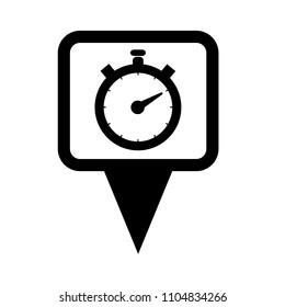 stopwatch and map pointer logo combination. Time icon and gps locator symbol 