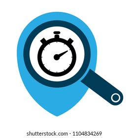 stopwatch and map pointer logo combination. Time icon and gps locator symbol 