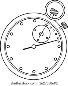 Stopwatch measuring tool. Line drawing. Vector illustration