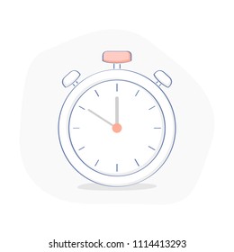 Stopwatch, mechanical timer. Countdown, sport watch, alarm clock, chronometer or countdown, lack of time, deadline symbol concept. Flat linear vector icon illustration.