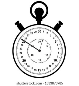 Stopwatch. Mechanism for accurate measurement of time intervals. Sport and training. Vector illustration.