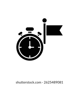 Stopwatch with Milestone Flag - Time Management and Goal Achievement
