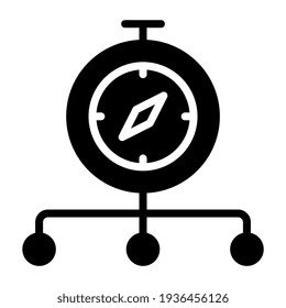 Stopwatch with nodes showing time network icon