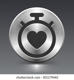Stopwatch on Silver Round Button