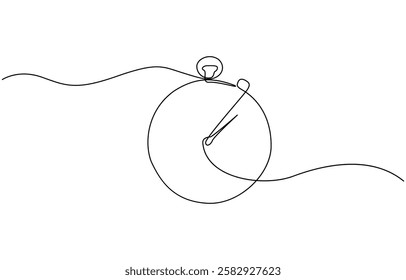 Stopwatch in one continuous single line art drawing, Clock continuous line vector illustration Ttme line drawn illustration.