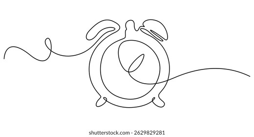 Cronômetro em um desenho de arte de linha única contínua, Relógio ilustração vetor de linha contínua ilustração desenhada de linha de tempo, ícone de relógio de desenho de uma linha contínua com estilo de desenho à mão doodle. Alarme