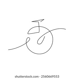 Stopwatch One Single Line Drawing. Vector Illustration of Continuous Monoline Sign Illustration. Linear Art.