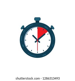Stopwatch with ours, minuts and seconds arrows for business theme or sport. Stopwatch delivery moment time icon.