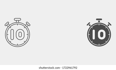 Stopwatch outline and filled vector icon sign symbol