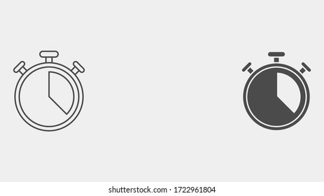 Stopwatch outline and filled vector icon sign symbol