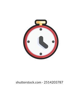 stopwatch in outline flat vector design.