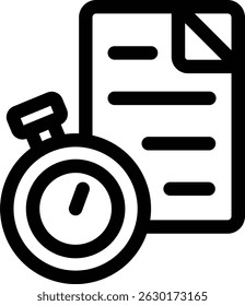 stopwatch and paper editable cartoon style sticker vector